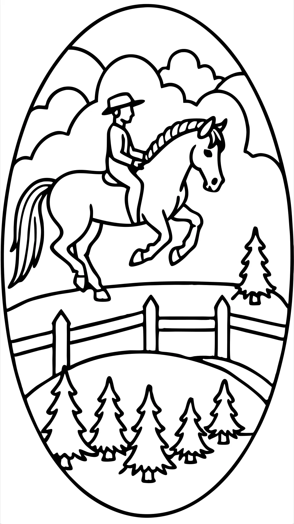 coloriage de chevaux de saut à cross